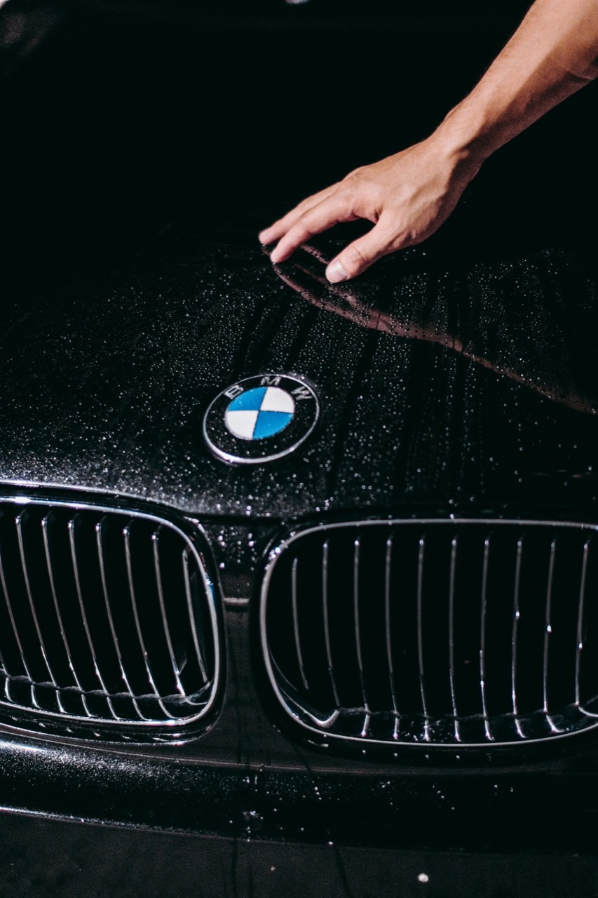 Water beading off a ceramic-coated hood